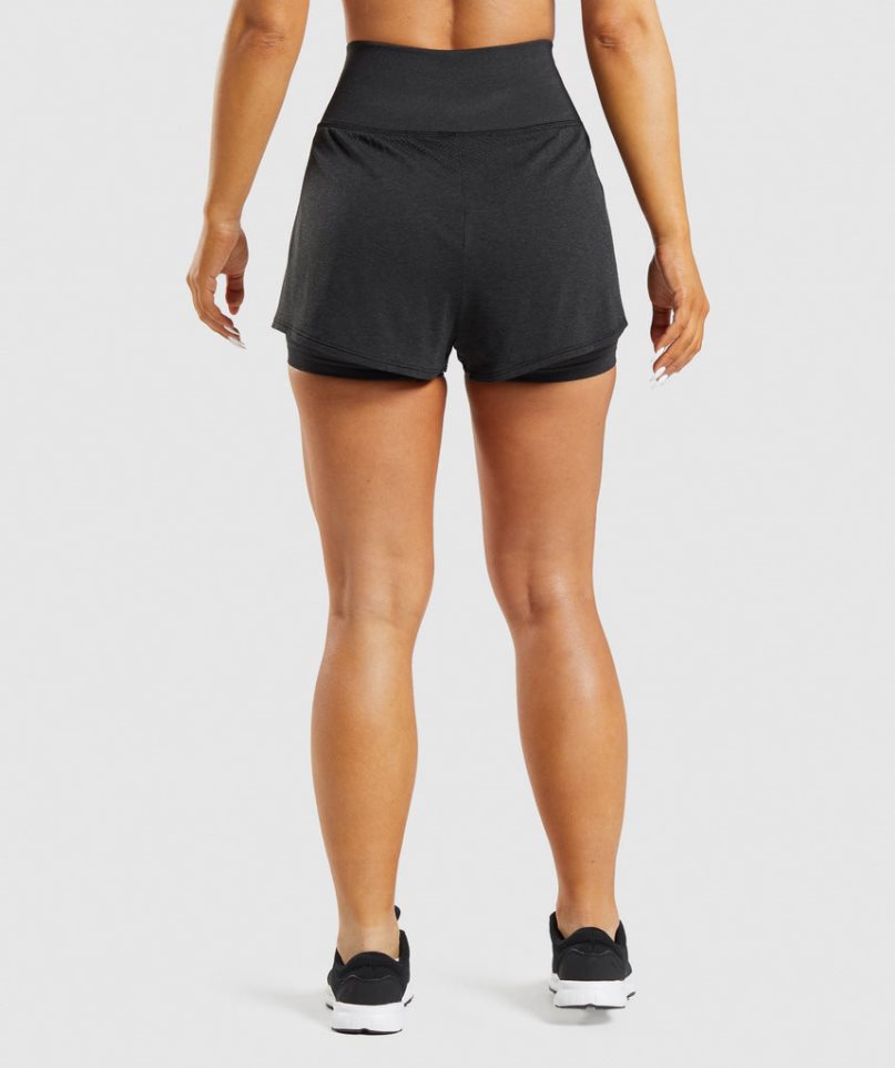 Women's Gymshark Vital Seamless 2.0 2-in-1 Shorts Black | NZ 6FYVLW